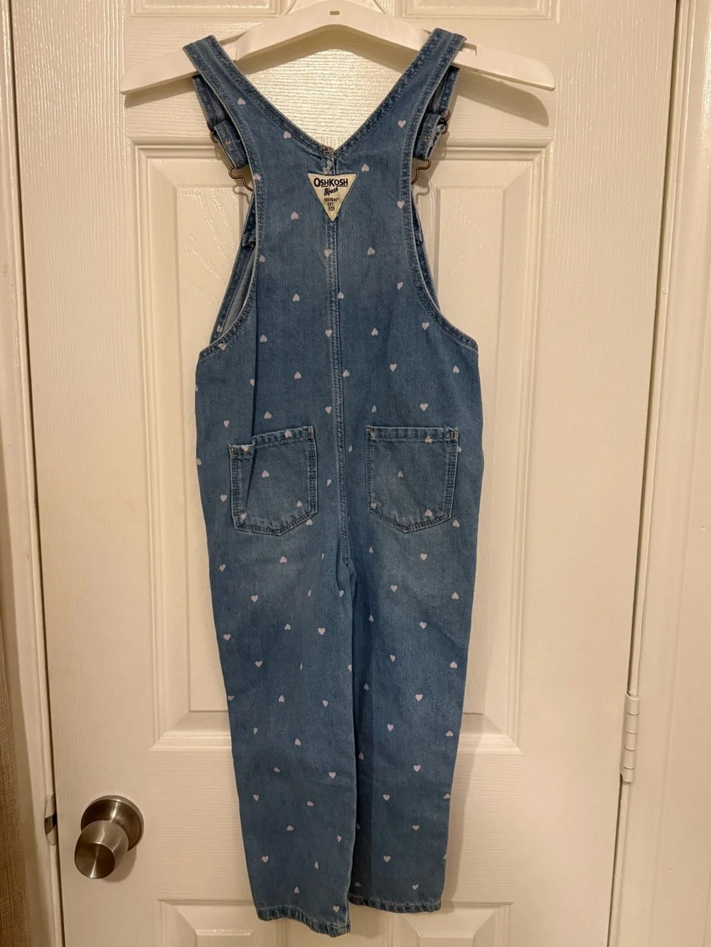 OshKosh B'gosh Toddler Heart-Print Knit Denim Overalls - Blue 4T
